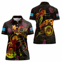 Tuvalu Women Polo Shirt Octopus Plumeria Polynesian Tattoo