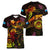 Tuvalu Women V-Neck T-Shirt Octopus Plumeria Polynesian Tattoo