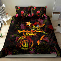 Northern Mariana Islands Bedding Set Octopus Plumeria Polynesian Tattoo