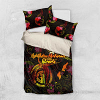 Northern Mariana Islands Bedding Set Octopus Plumeria Polynesian Tattoo