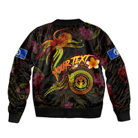 Northern Mariana Islands Bomber Jacket Octopus Plumeria Polynesian Tattoo