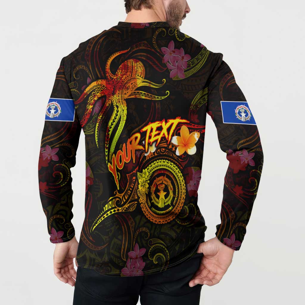 Northern Mariana Islands Button Sweatshirt Octopus Plumeria Polynesian Tattoo