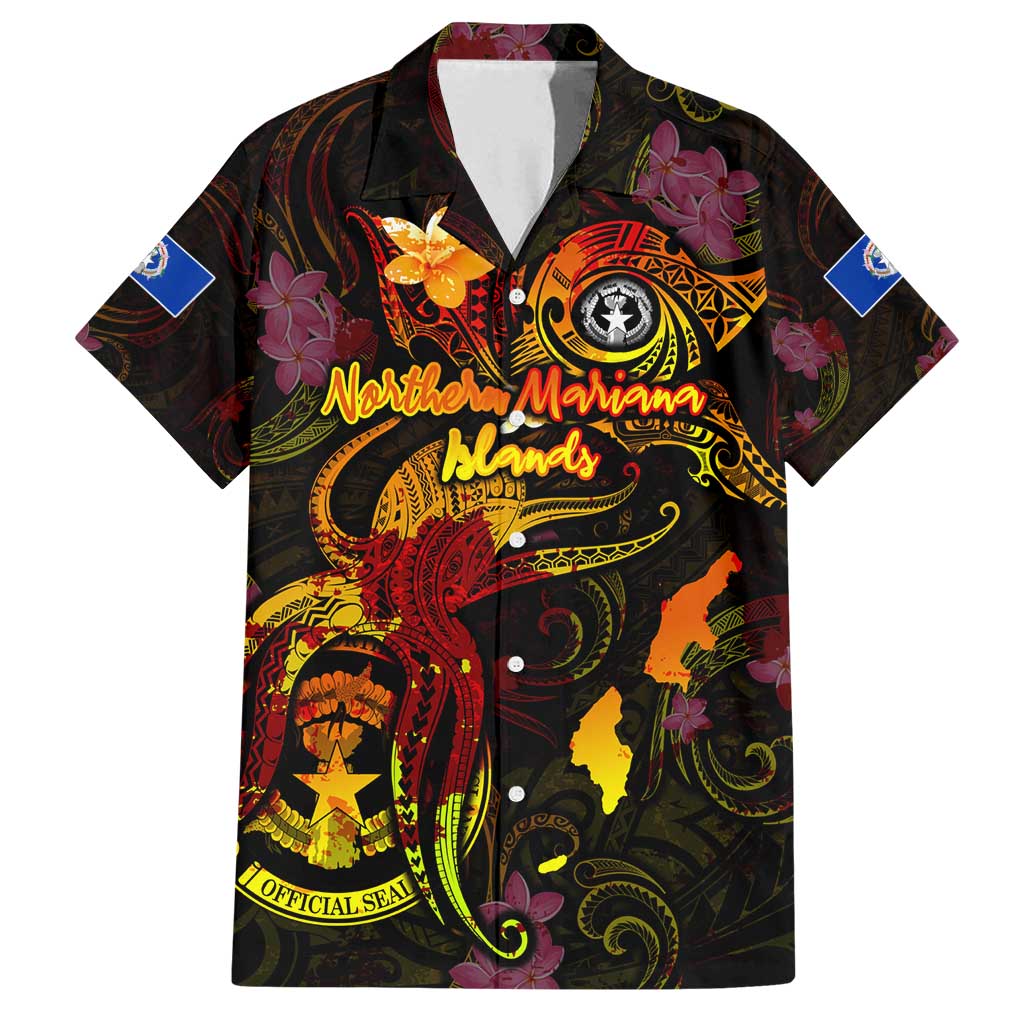 Northern Mariana Islands Family Matching Long Sleeve Bodycon Dress and Hawaiian Shirt Octopus Plumeria Polynesian Tattoo DT02 Dad's Shirt - Short Sleeve Black - Polynesian Pride