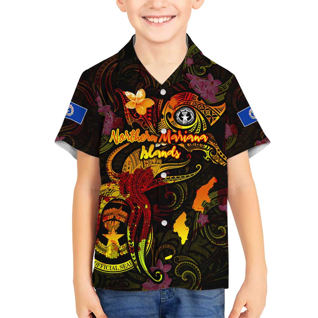 Northern Mariana Islands Family Matching Long Sleeve Bodycon Dress and Hawaiian Shirt Octopus Plumeria Polynesian Tattoo DT02 Son's Shirt Black - Polynesian Pride