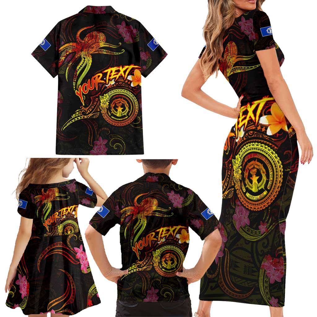 Northern Mariana Islands Family Matching Short Sleeve Bodycon Dress and Hawaiian Shirt Octopus Plumeria Polynesian Tattoo DT02 - Polynesian Pride