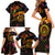 Northern Mariana Islands Family Matching Short Sleeve Bodycon Dress and Hawaiian Shirt Octopus Plumeria Polynesian Tattoo