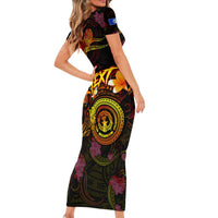 Northern Mariana Islands Family Matching Short Sleeve Bodycon Dress and Hawaiian Shirt Octopus Plumeria Polynesian Tattoo DT02 - Polynesian Pride