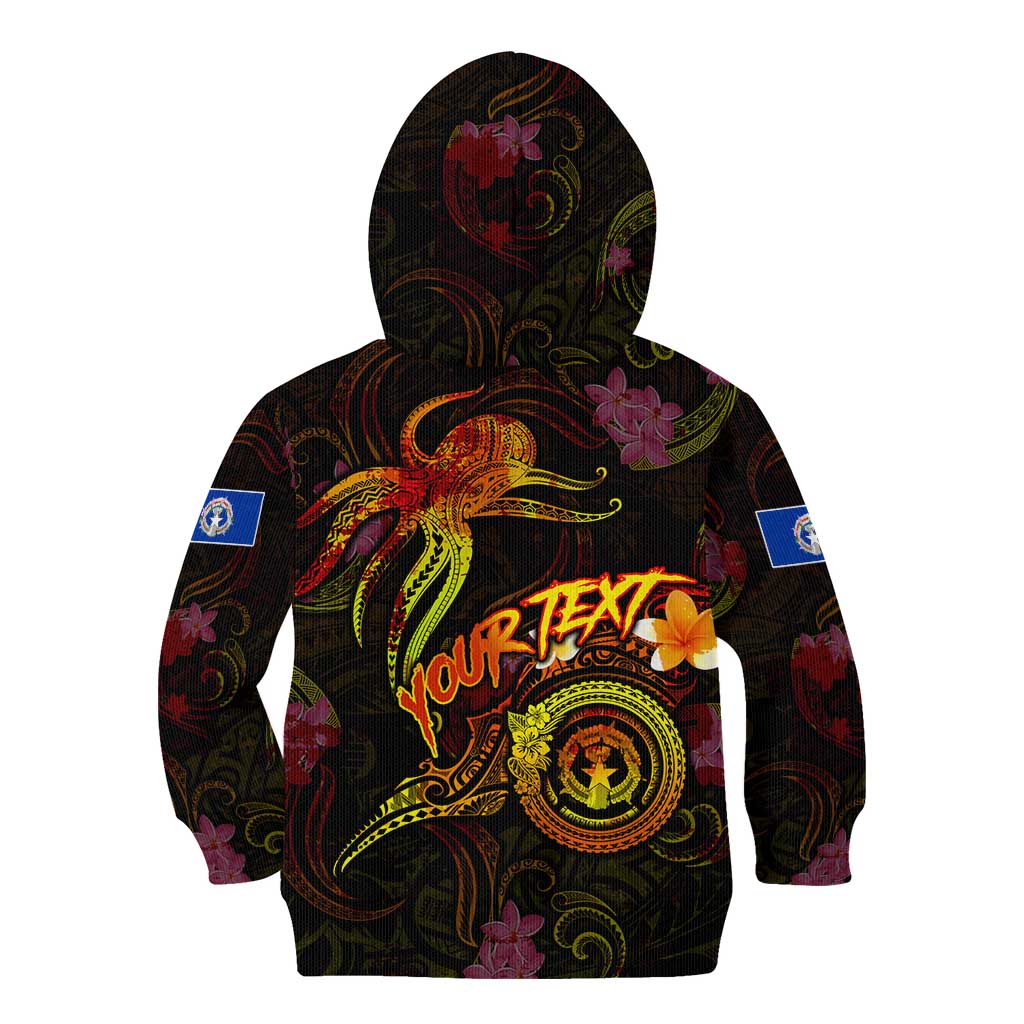 Northern Mariana Islands Kid Hoodie Octopus Plumeria Polynesian Tattoo