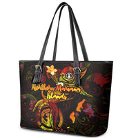 Northern Mariana Islands Leather Tote Bag Octopus Plumeria Polynesian Tattoo DT02 - Polynesian Pride
