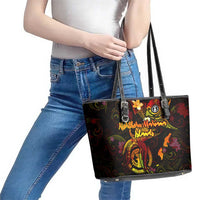 Northern Mariana Islands Leather Tote Bag Octopus Plumeria Polynesian Tattoo DT02 - Polynesian Pride