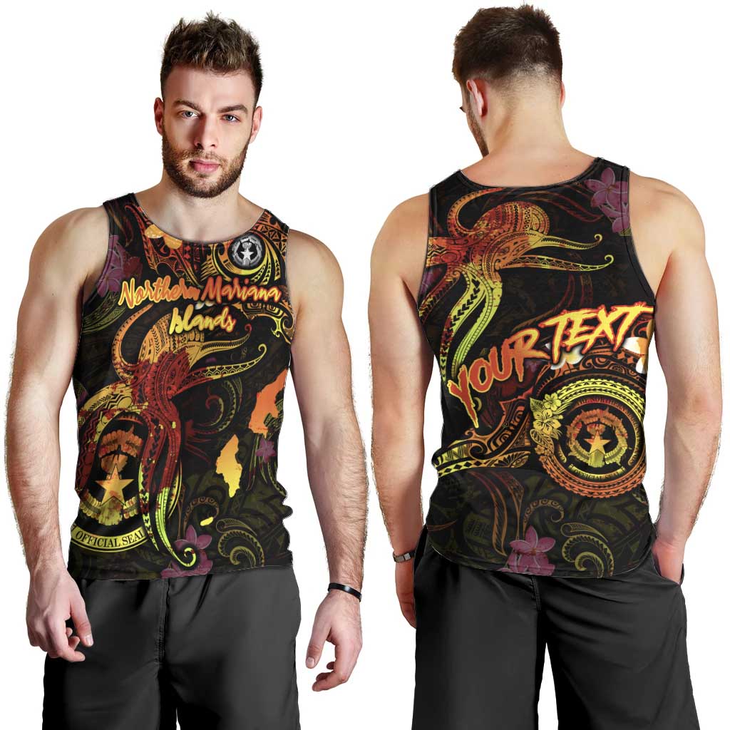Northern Mariana Islands Men Tank Top Octopus Plumeria Polynesian Tattoo