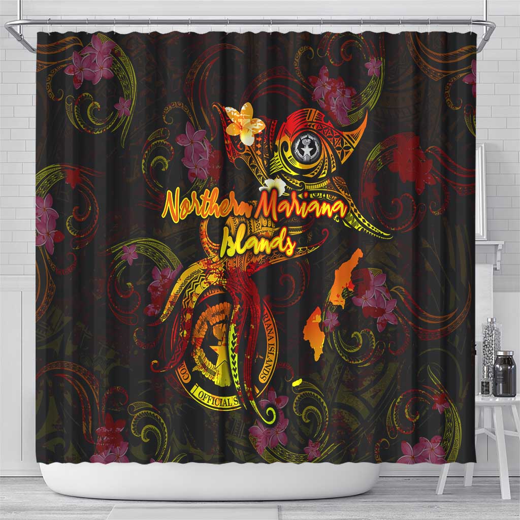 Northern Mariana Islands Shower Curtain Octopus Plumeria Polynesian Tattoo