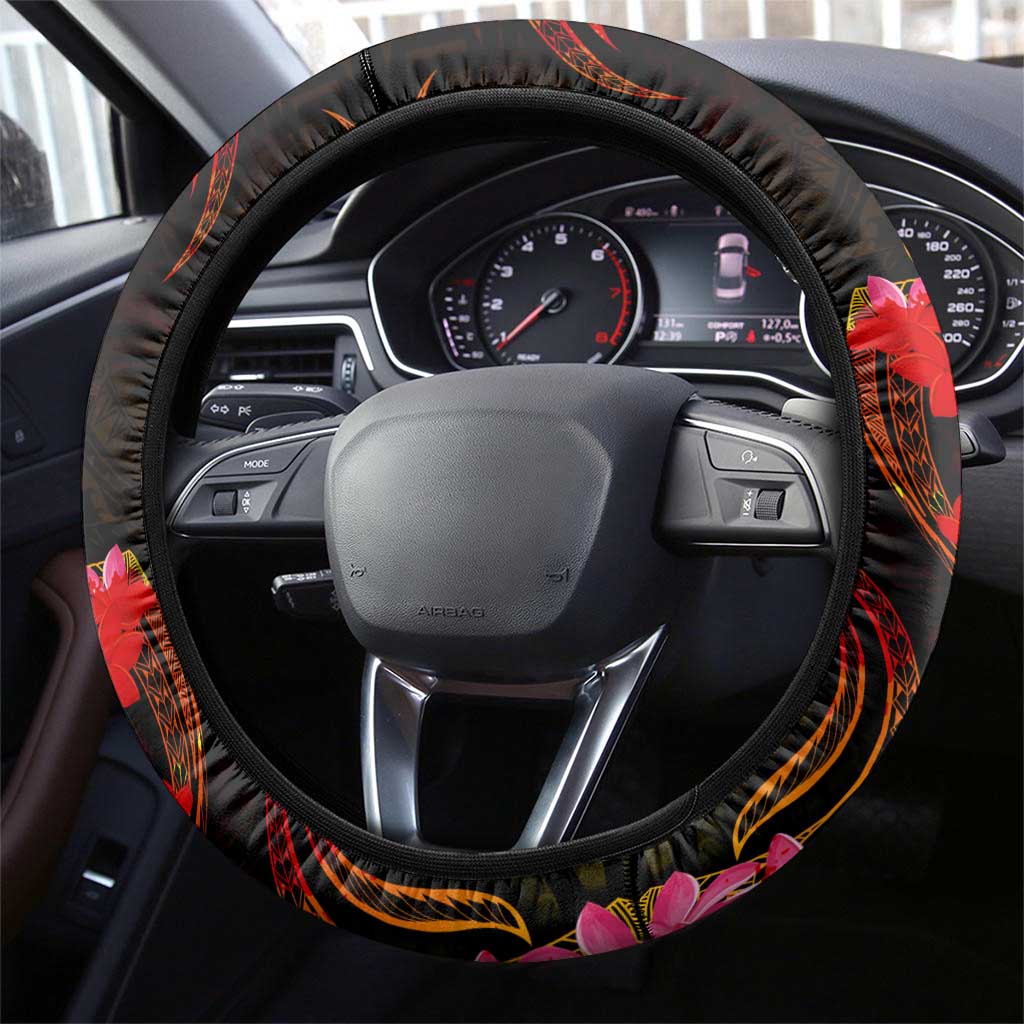 Northern Mariana Islands Steering Wheel Cover Octopus Plumeria Polynesian Tattoo