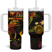 Northern Mariana Islands Tumbler With Handle Octopus Plumeria Polynesian Tattoo
