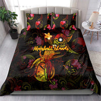 Marshall Islands Bedding Set Octopus Plumeria Polynesian Tattoo