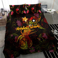 Marshall Islands Bedding Set Octopus Plumeria Polynesian Tattoo