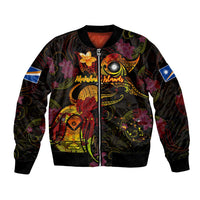 Marshall Islands Bomber Jacket Octopus Plumeria Polynesian Tattoo