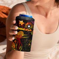 Marshall Islands 4 in 1 Can Cooler Tumbler Octopus Plumeria Polynesian Tattoo