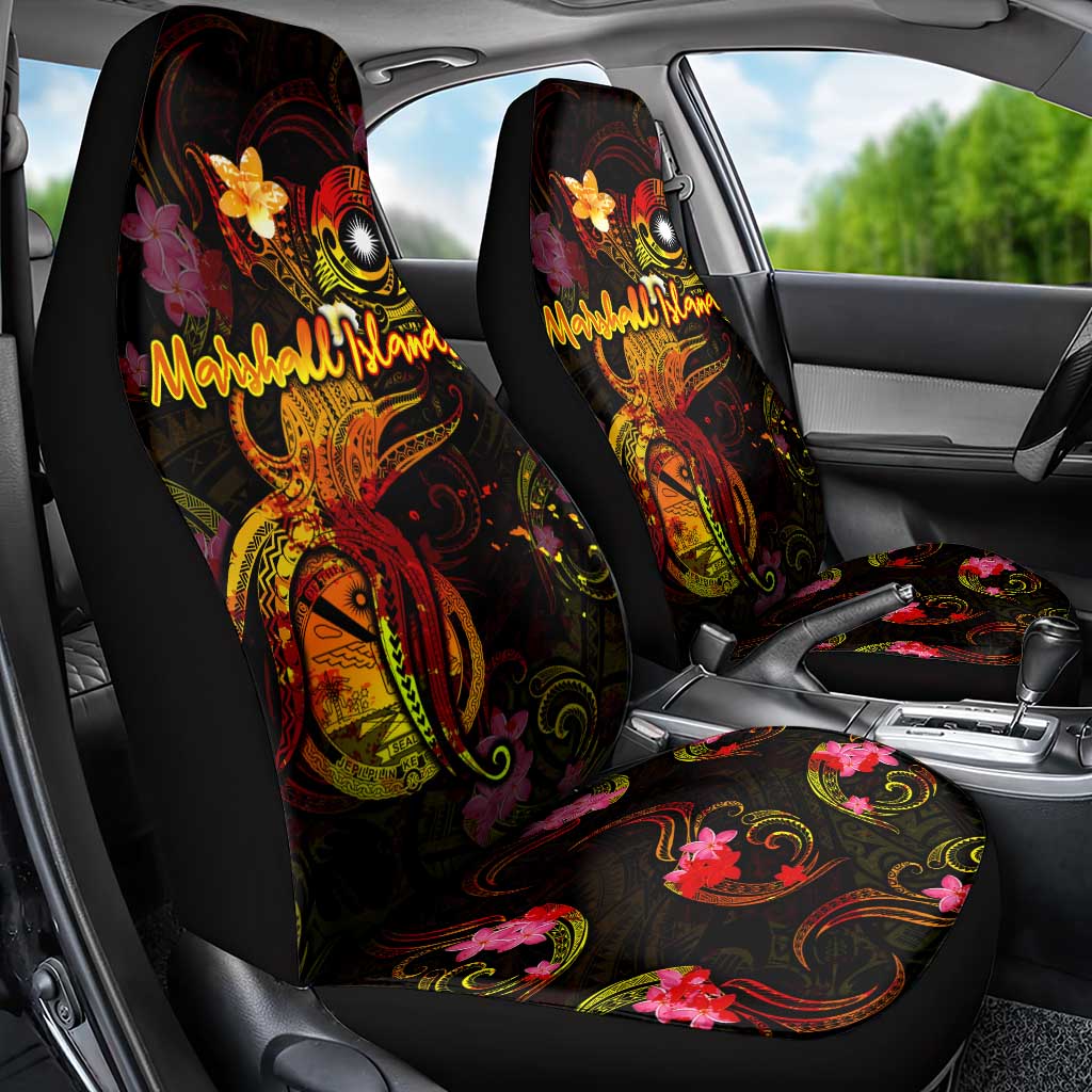 Marshall Islands Car Seat Cover Octopus Plumeria Polynesian Tattoo