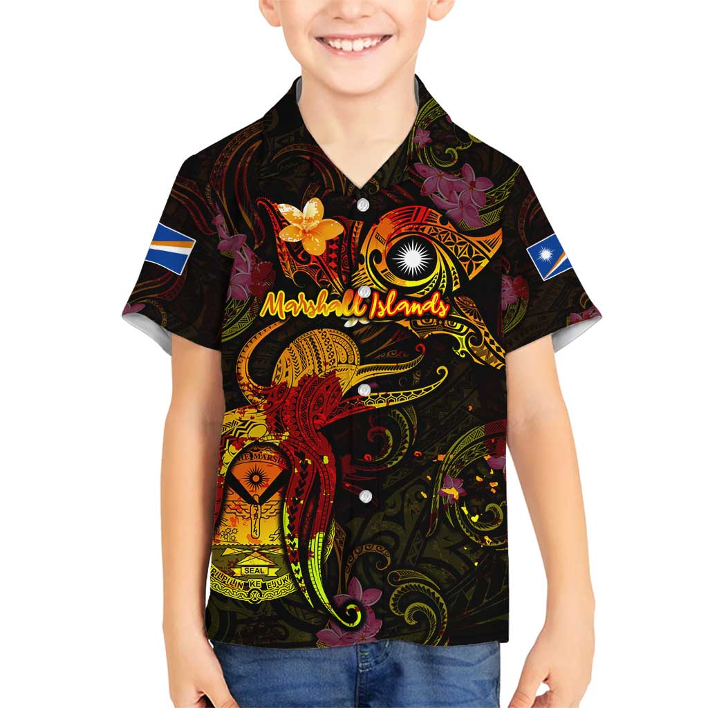 Marshall Islands Family Matching Long Sleeve Bodycon Dress and Hawaiian Shirt Octopus Plumeria Polynesian Tattoo