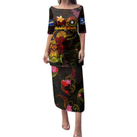 Marshall Islands Family Matching Puletasi and Hawaiian Shirt Octopus Plumeria Polynesian Tattoo