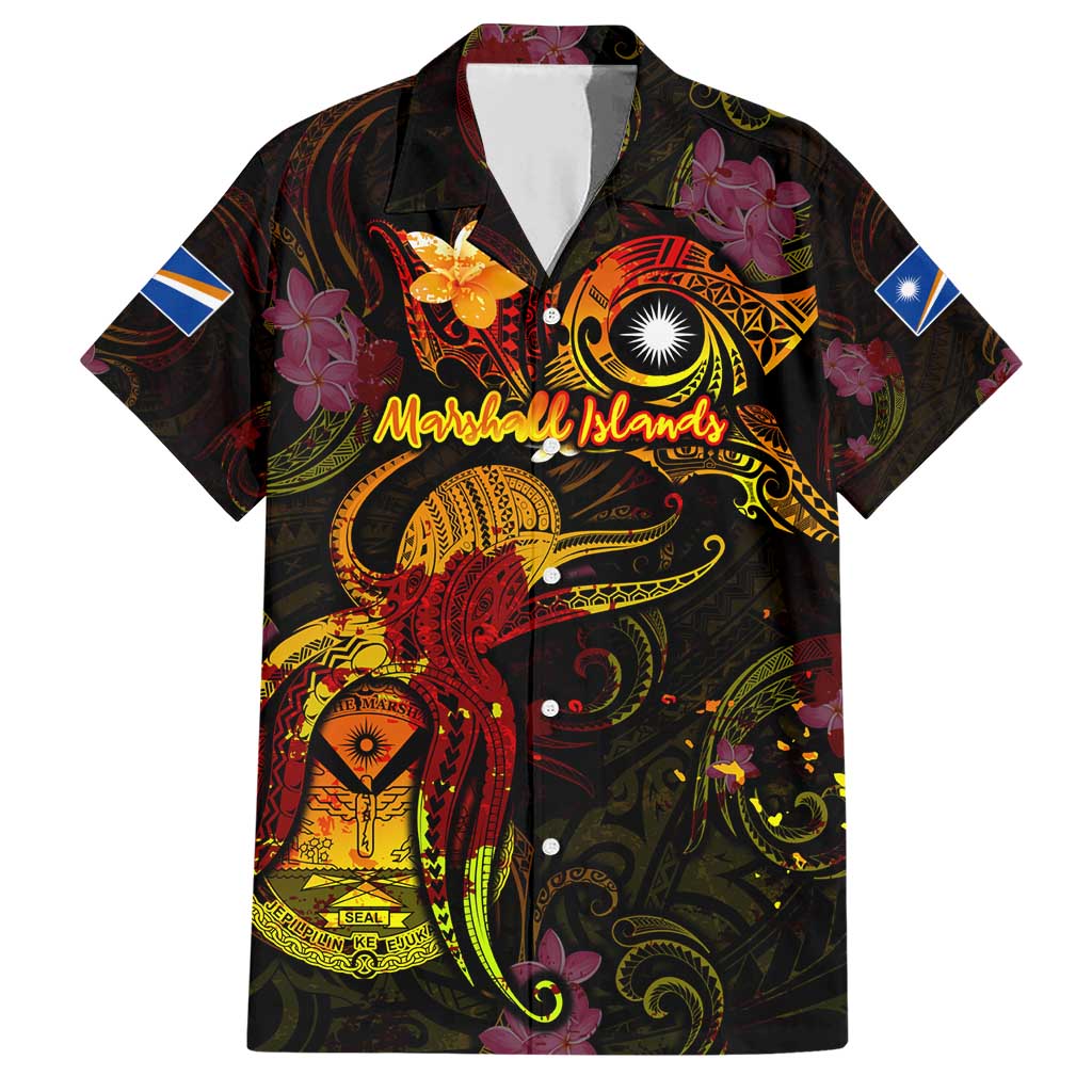 Marshall Islands Family Matching Short Sleeve Bodycon Dress and Hawaiian Shirt Octopus Plumeria Polynesian Tattoo