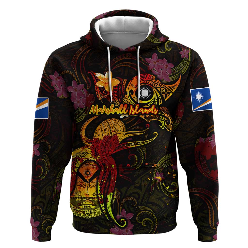 Marshall Islands Hoodie Octopus Plumeria Polynesian Tattoo