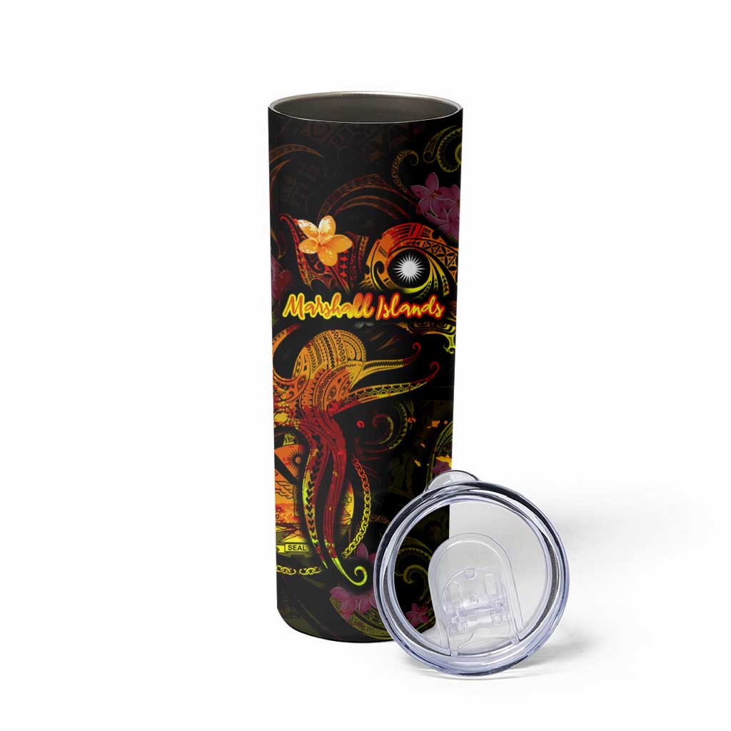 Marshall Islands Skinny Tumbler Octopus Plumeria Polynesian Tattoo