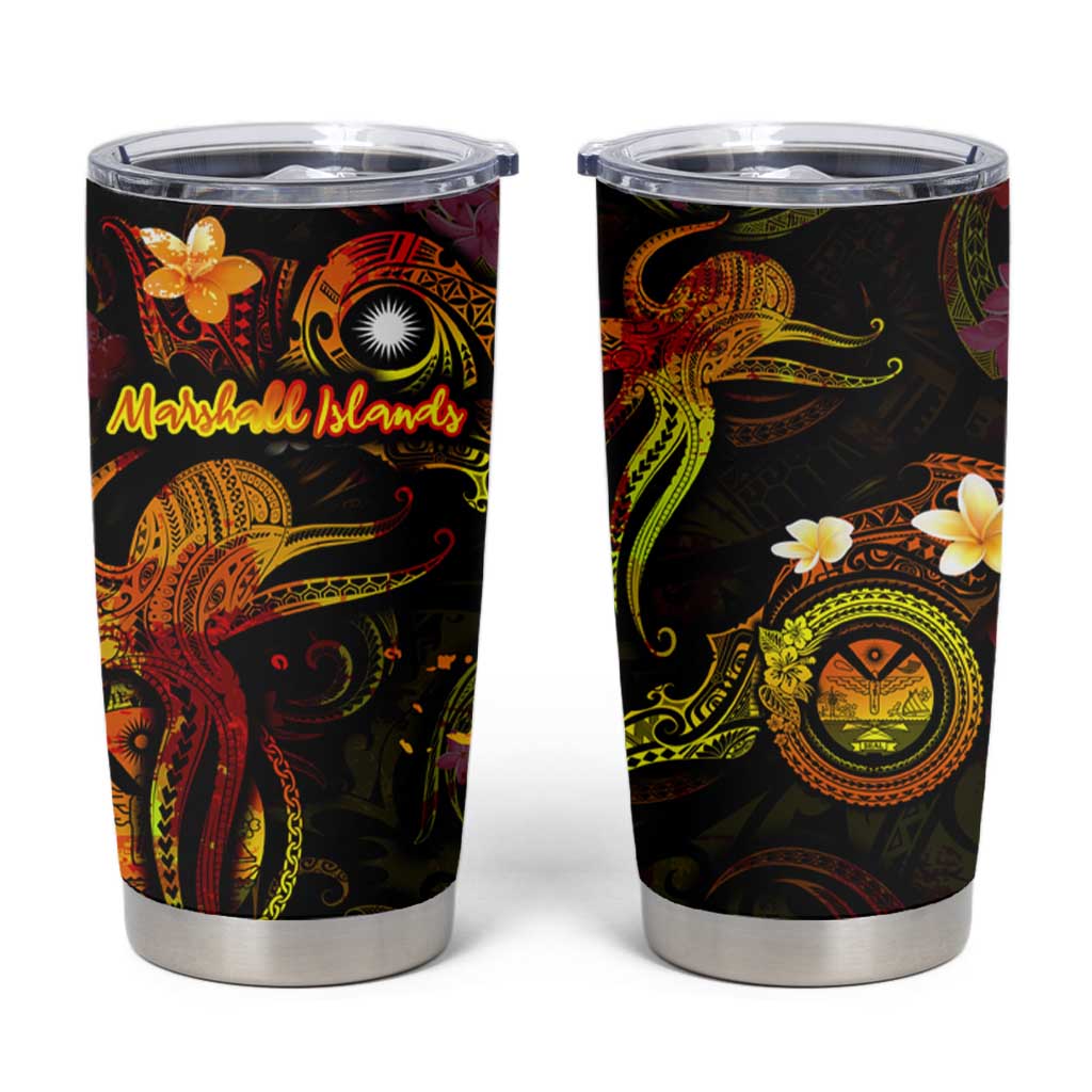 Marshall Islands Tumbler Cup Octopus Plumeria Polynesian Tattoo