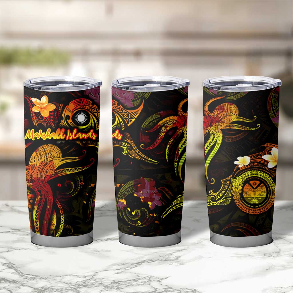 Marshall Islands Tumbler Cup Octopus Plumeria Polynesian Tattoo