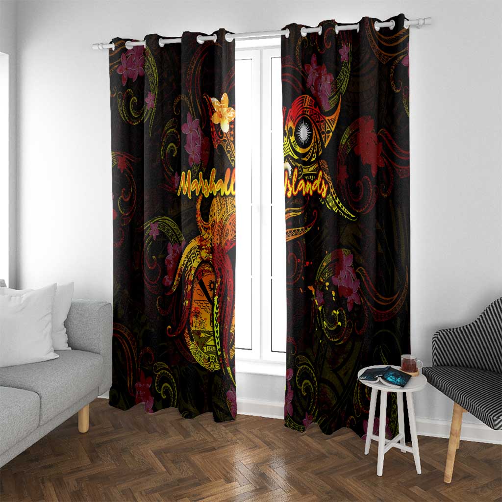 Marshall Islands Window Curtain Octopus Plumeria Polynesian Tattoo