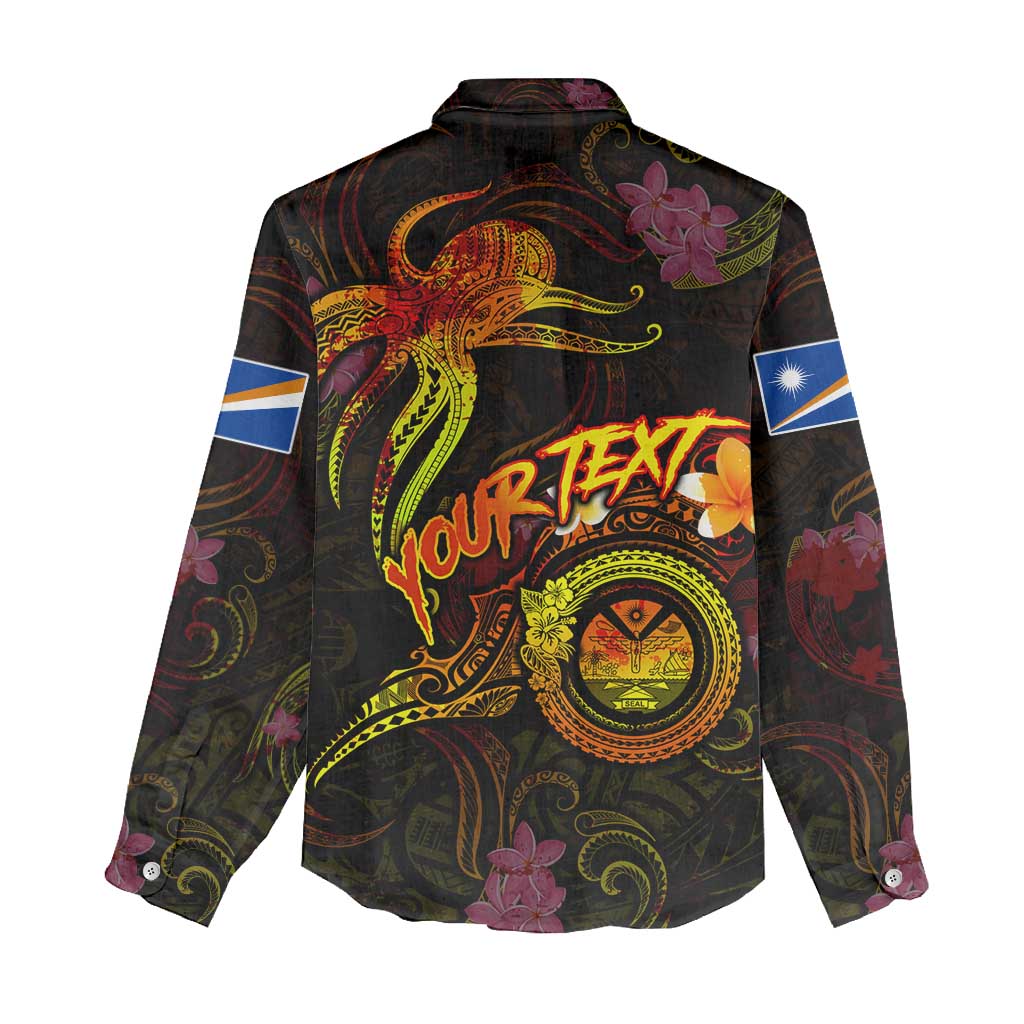 Marshall Islands Women Casual Shirt Octopus Plumeria Polynesian Tattoo