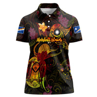 Marshall Islands Women Polo Shirt Octopus Plumeria Polynesian Tattoo