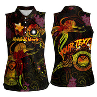 Marshall Islands Women Sleeveless Polo Shirt Octopus Plumeria Polynesian Tattoo
