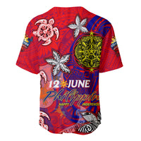 Personalized Philippines 12 June Independence Day Baseball Jersey Polynesian Turtle Plumeria