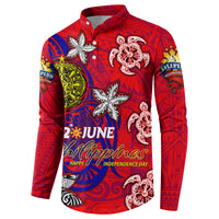 Personalized Philippines 12 June Independence Day Button Sweatshirt Polynesian Turtle Plumeria