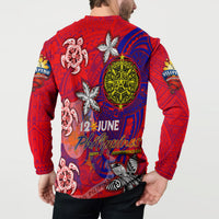 Personalized Philippines 12 June Independence Day Button Sweatshirt Polynesian Turtle Plumeria