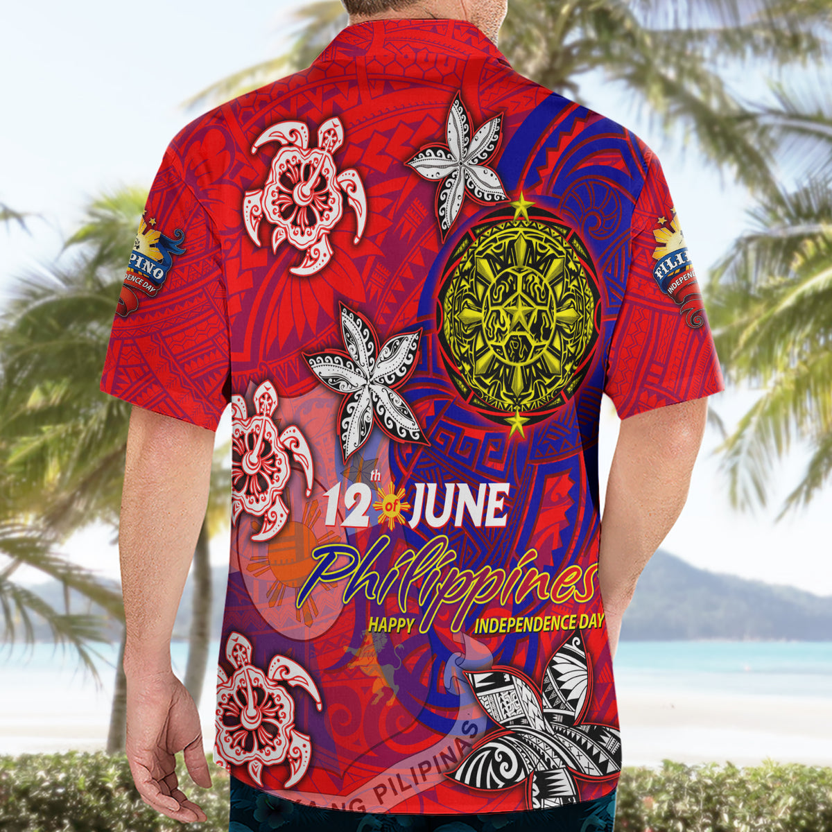 Personalized Philippines 12 June Independence Day Hawaiian Shirt Polynesian Turtle Plumeria