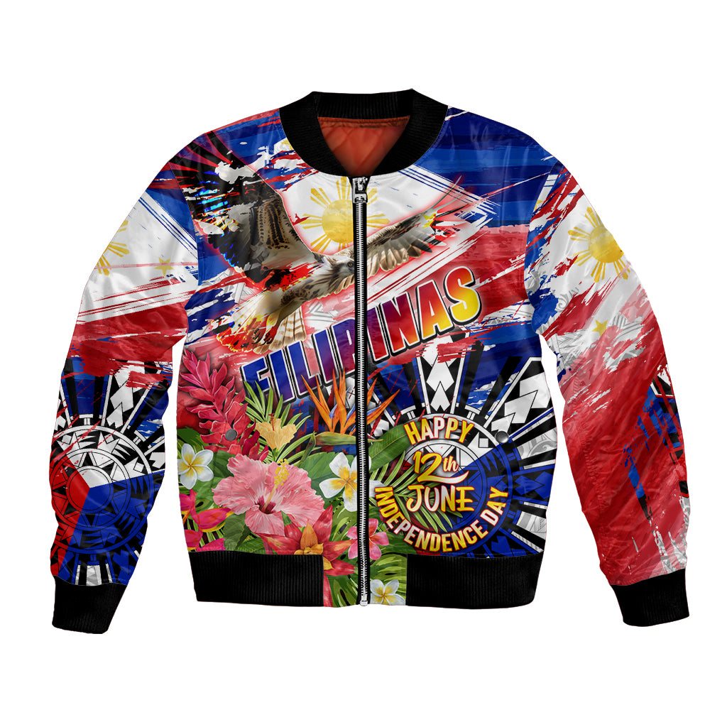 Personalized Philippines Independence Day Bomber Jacket Polynesia Filipinas Eagle Hibiscus