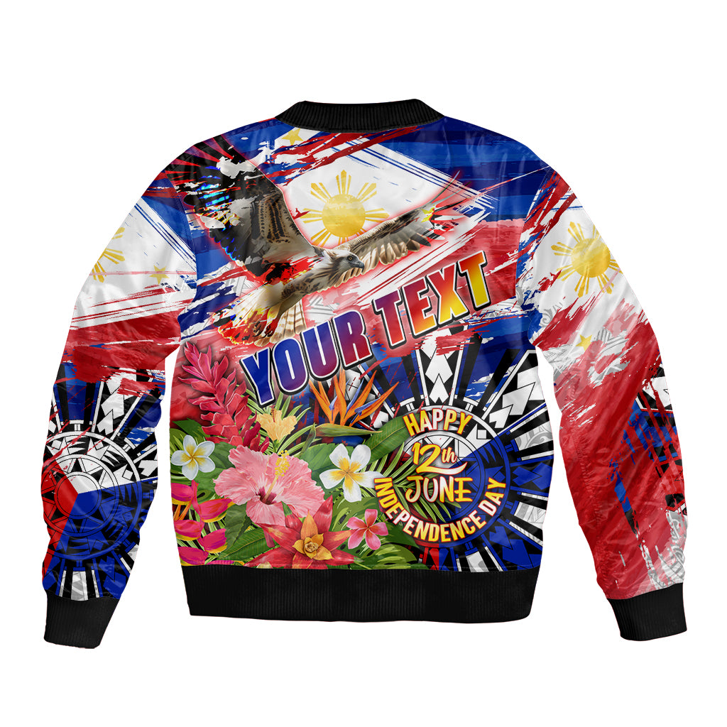 Personalized Philippines Independence Day Bomber Jacket Polynesia Filipinas Eagle Hibiscus