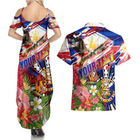 Personalized Philippines Independence Day Couples Matching Summer Maxi Dress and Hawaiian Shirt Polynesia Filipinas Eagle Hibiscus