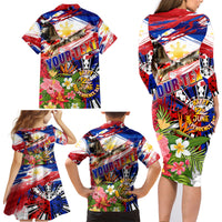 Personalized Philippines Independence Day Family Matching Long Sleeve Bodycon Dress and Hawaiian Shirt Polynesia Filipinas Eagle Hibiscus