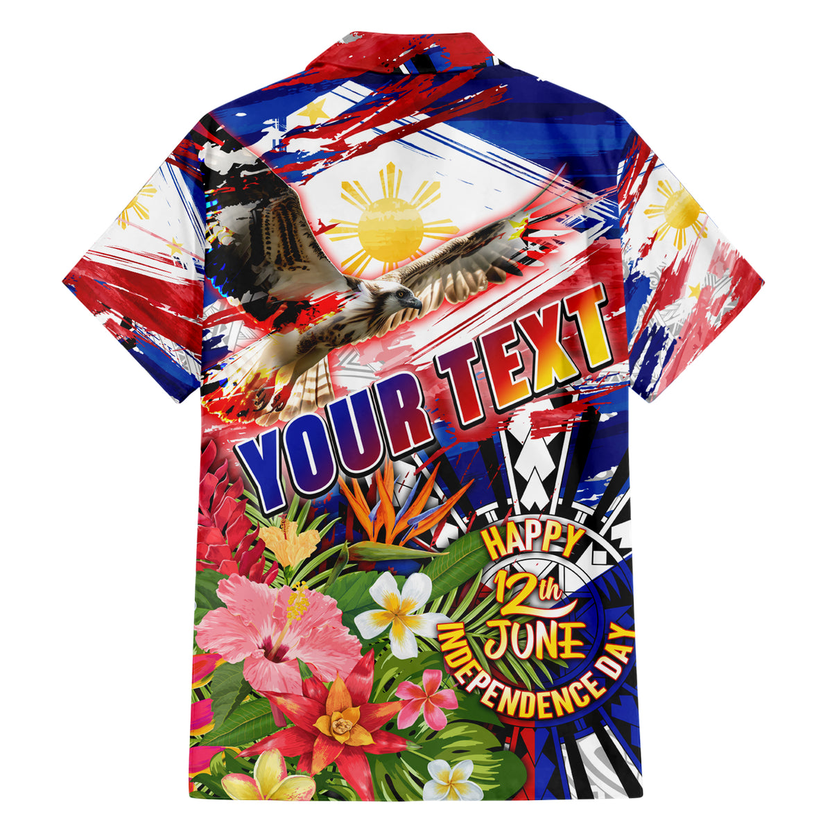 Personalized Philippines Independence Day Hawaiian Shirt Polynesia Filipinas Eagle Hibiscus