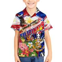 Personalized Philippines Independence Day Kid Hawaiian Shirt Polynesia Filipinas Eagle Hibiscus