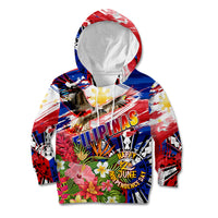 Personalized Philippines Independence Day Kid Hoodie Polynesia Filipinas Eagle Hibiscus