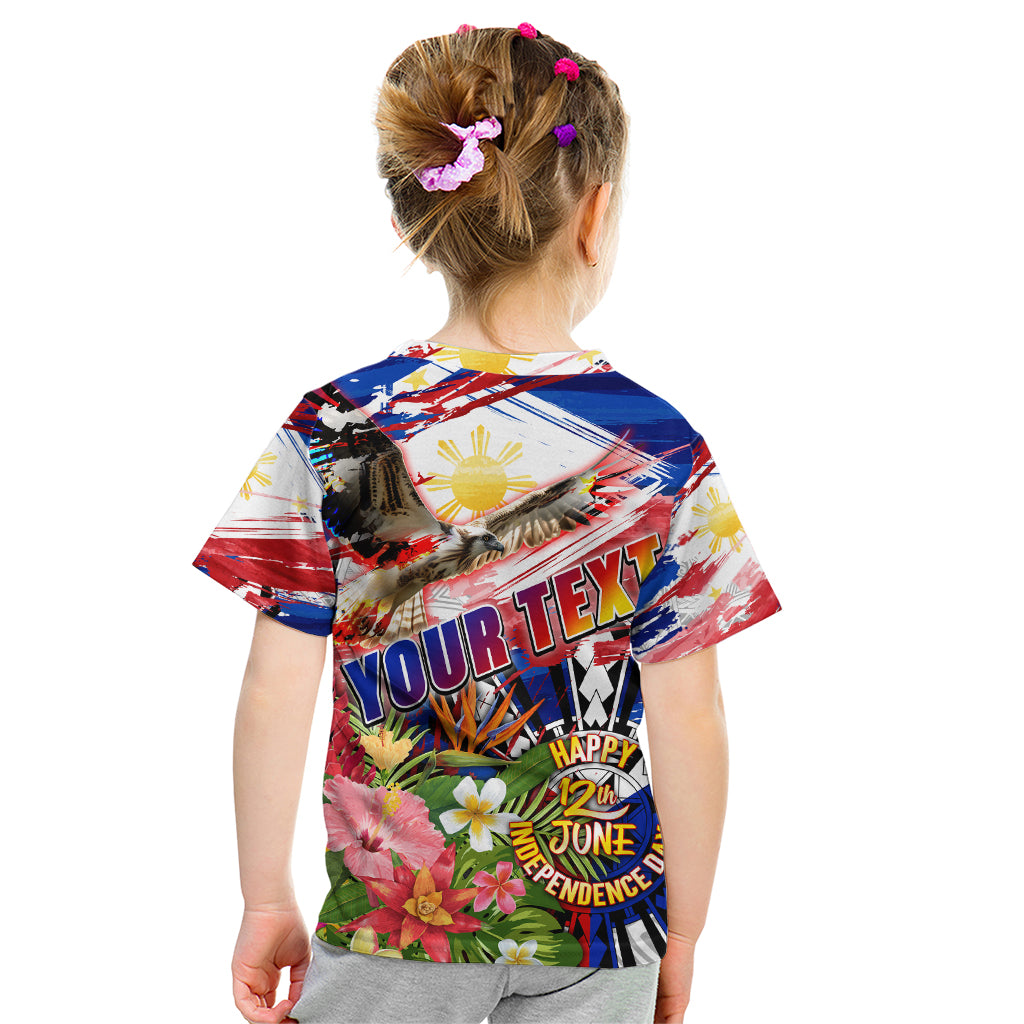 Personalized Philippines Independence Day Kid T Shirt Polynesia Filipinas Eagle Hibiscus