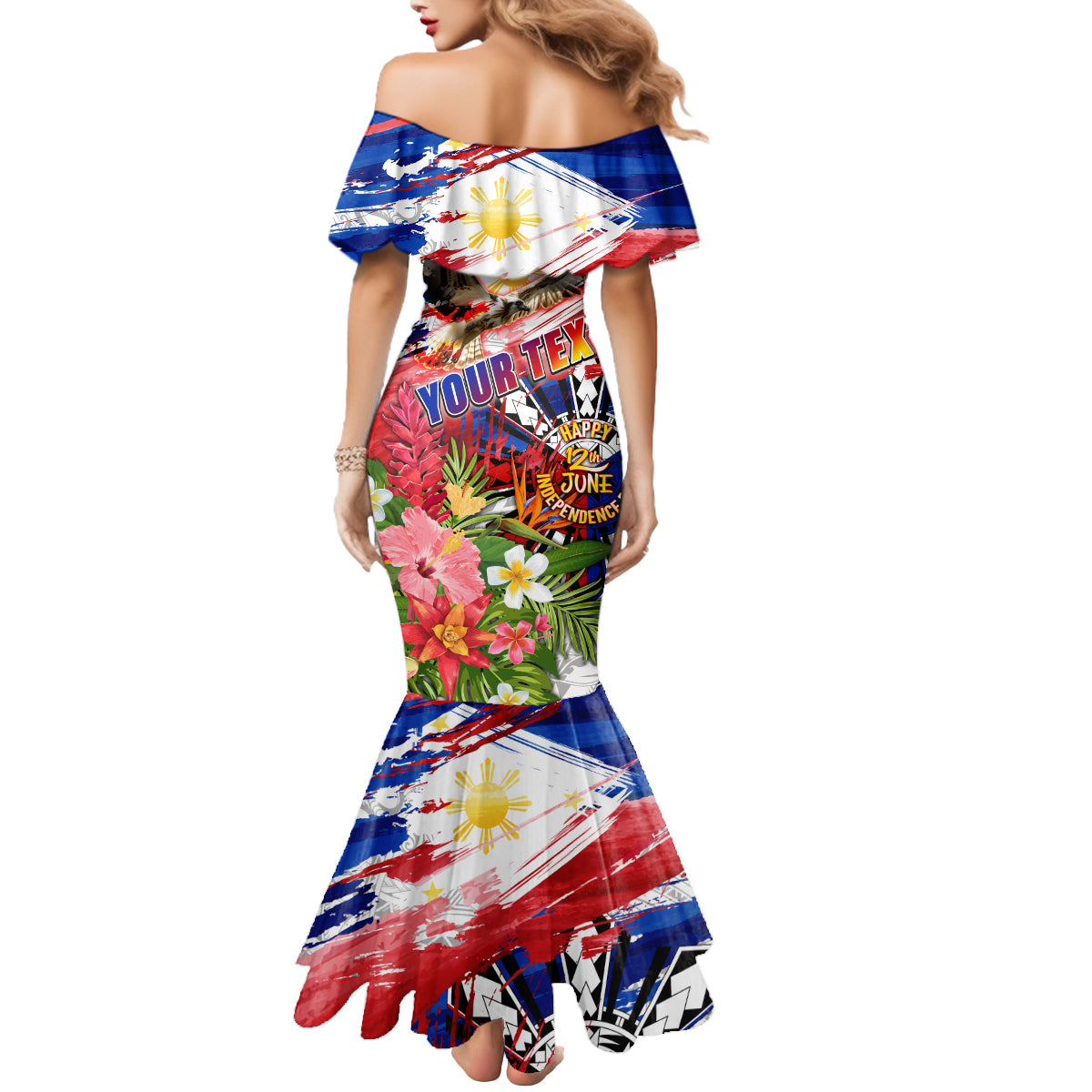 Personalized Philippines Independence Day Mermaid Dress Polynesia Filipinas Eagle Hibiscus