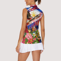 Personalized Philippines Independence Day Women Sleeveless Polo Shirt Polynesia Filipinas Eagle Hibiscus