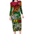 Personalised Vanuatu 44th Independence Anniversary Long Sleeve Bodycon Dress Melanesian Pattern Reggae
