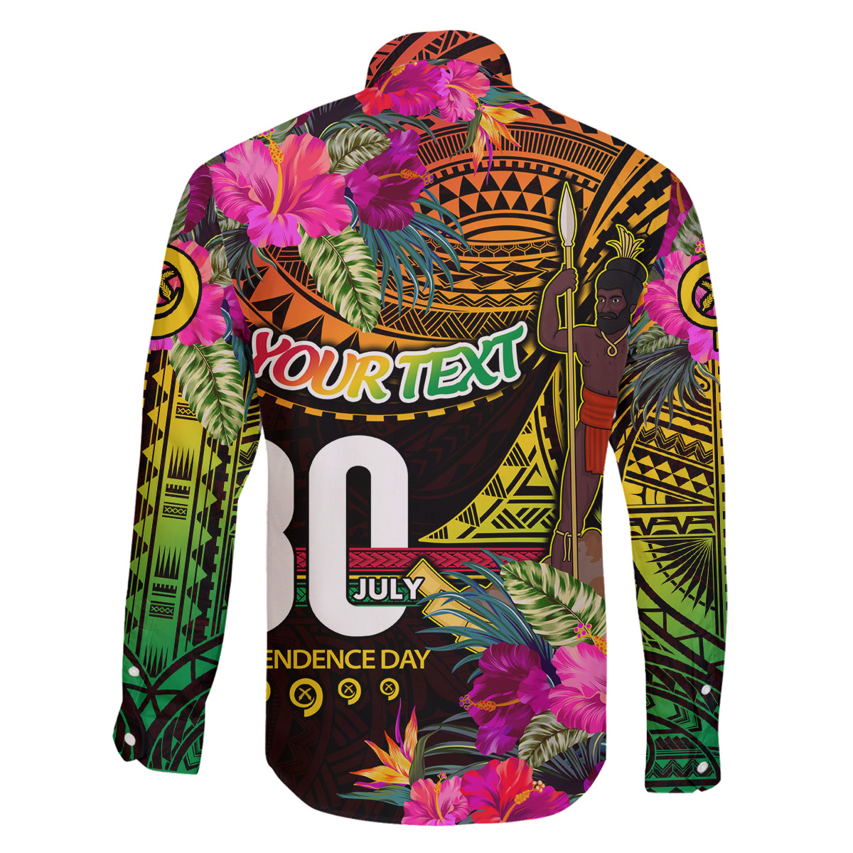 Personalised Vanuatu Independence Day 30 July Family Matching Long Sleeve Bodycon Dress and Hawaiian Shirt Hibiscus Polynesian Pattern DT02 - Polynesian Pride